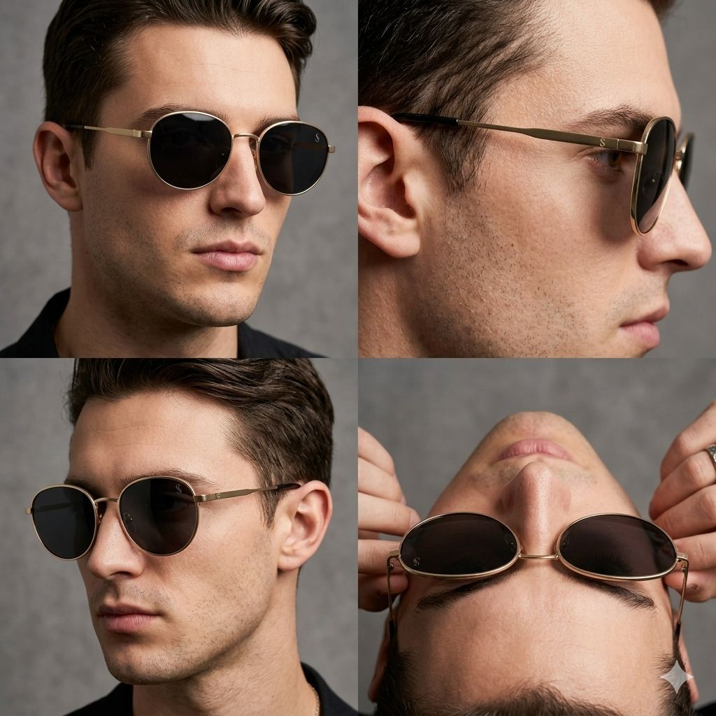 Gold Frame Black Lens Sunglasses